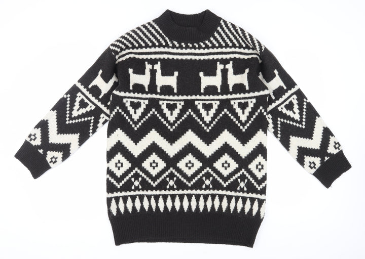 H&M Women’s Black Animal Print Pullover Jumper, Size S
