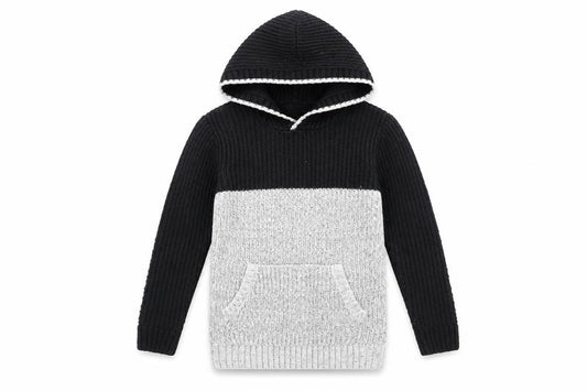 Urban Boys Black Hooded Pullover Jumper, 8 Years, Colourblock