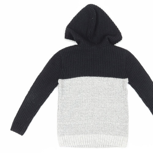 Urban Boys Black Hooded Pullover Jumper, 8 Years, Colourblock