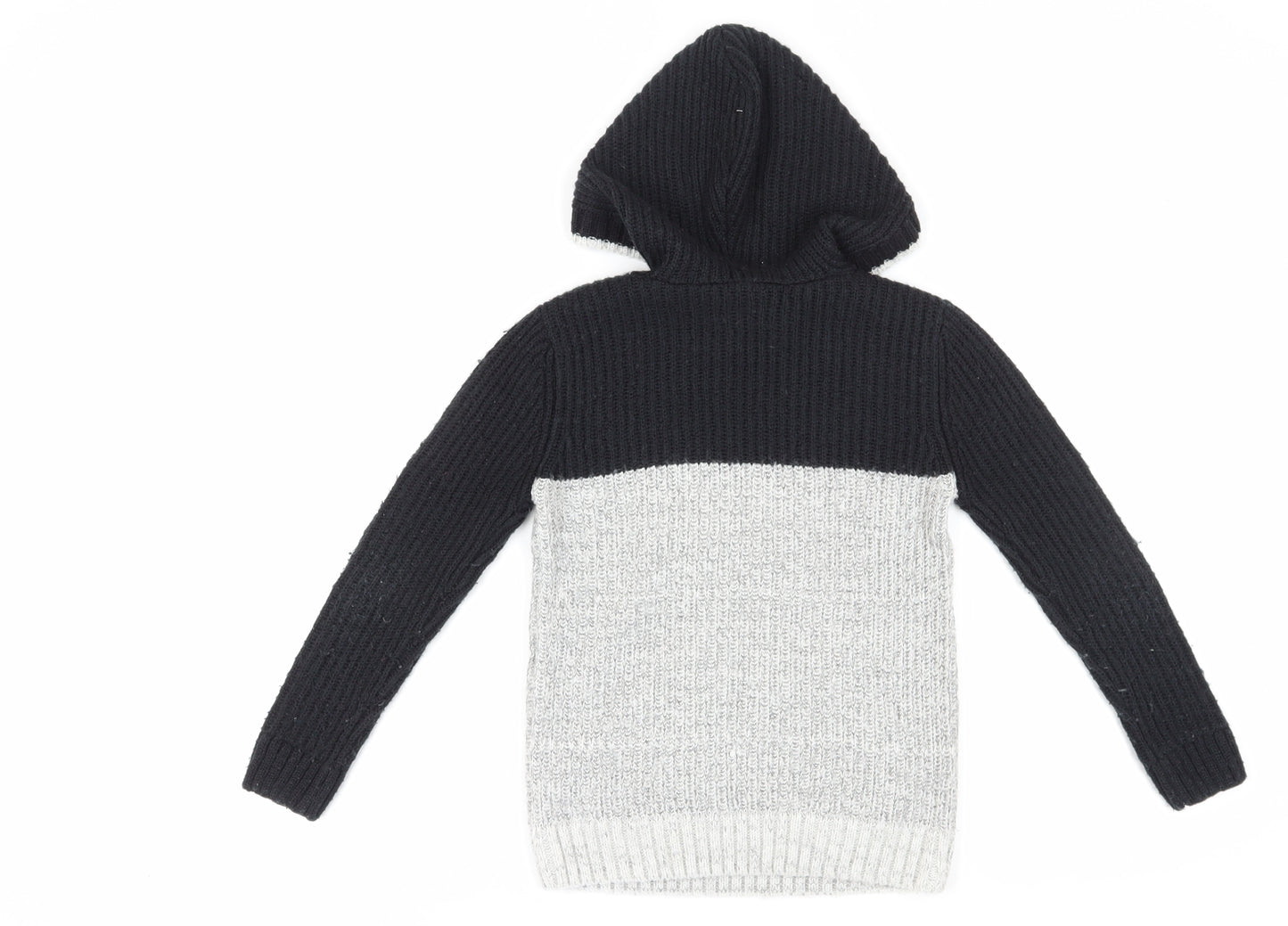 Urban Boys Black Hooded Pullover Jumper, 8 Years, Colourblock