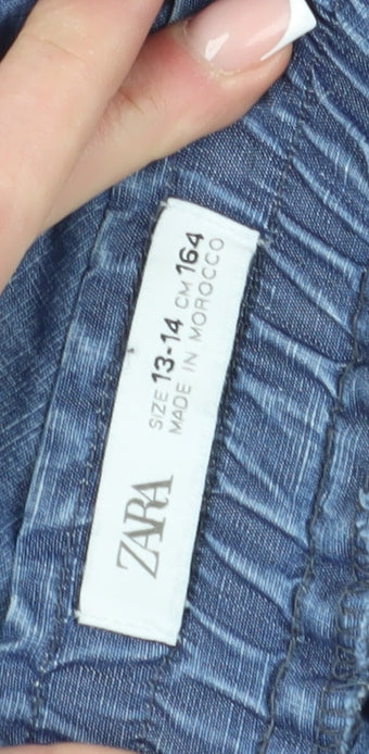 Zara Girls Blue Jogger Trousers 14 Years Lyocell Linen
