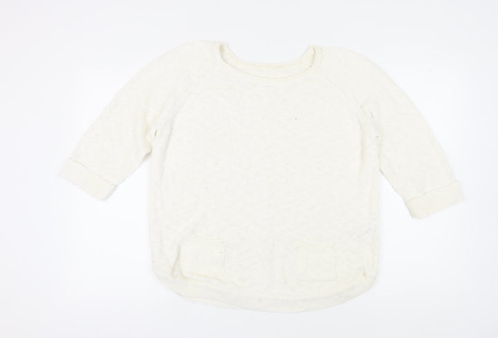 Wallis Women’s Ivory Pullover Jumper M Cotton Crew Casual