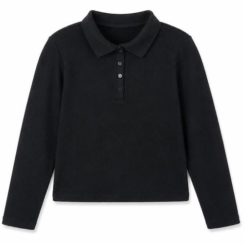 Zara Girls Black Polo Long Sleeve Top - Size 10 Years