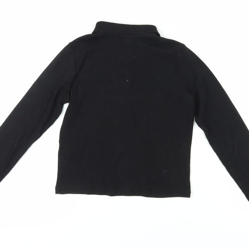 Zara Girls Black Polo Long Sleeve Top - Size 10 Years