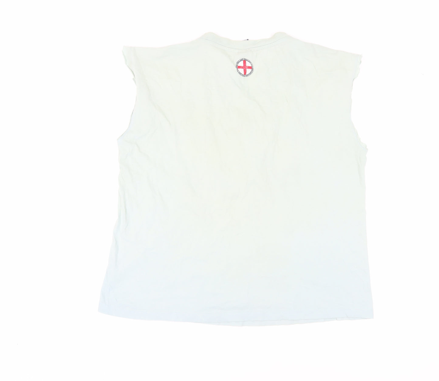 England Unisex M White T-Shirt, Cotton, Sleeveless, Vintage