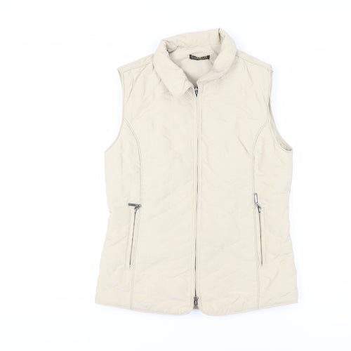Grenouille Women's Beige Quilted Sleeveless Waistcoat Size 10