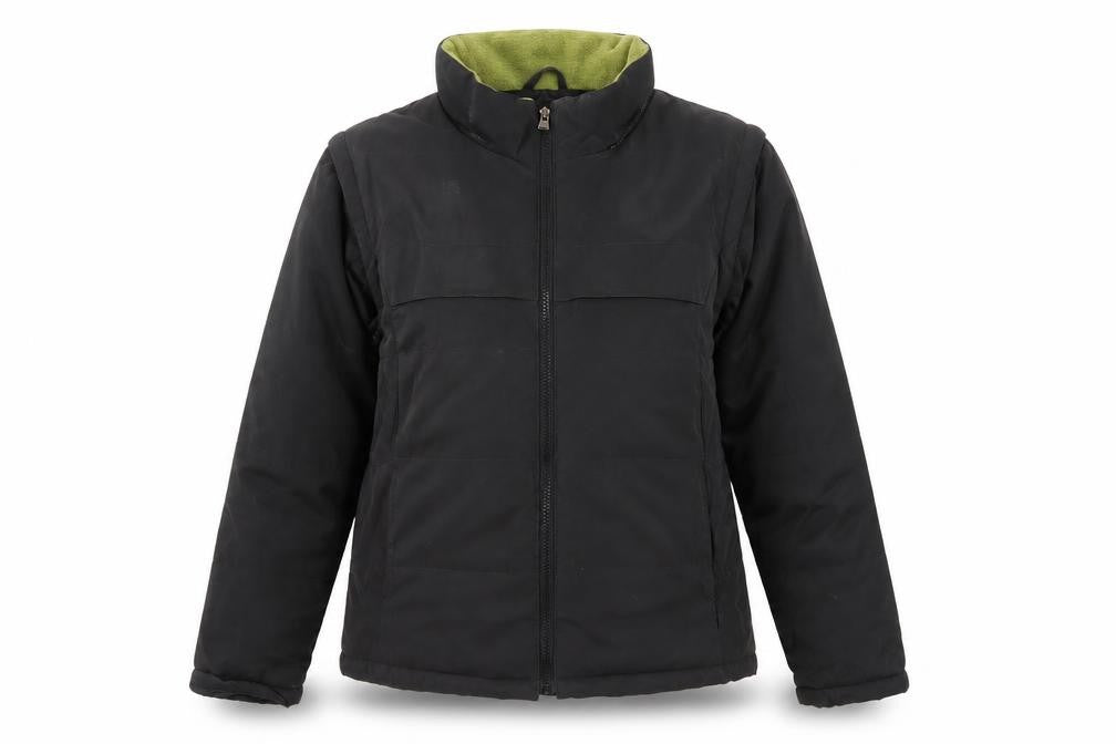 Front view of Alibi Women's Black Jacket, size 14, Full Zip, Casual