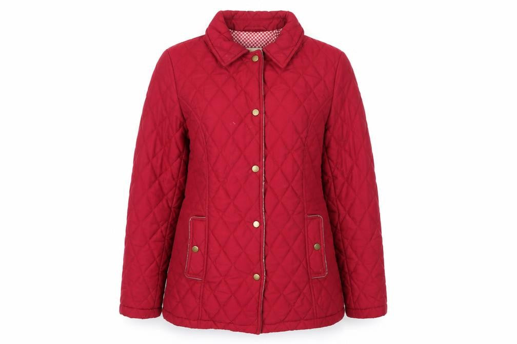Front view of Marks & Spencer Women's Red Quilted Jacket, size 8
