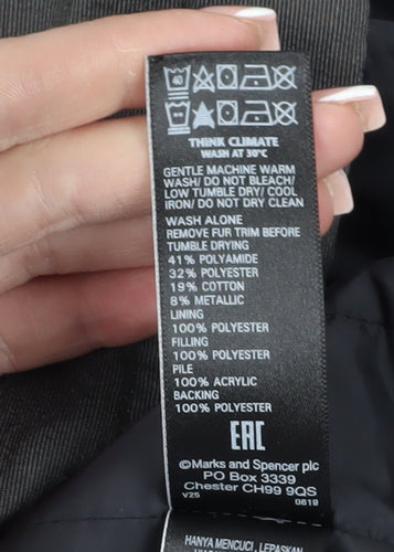 Marks and Spencer Women's Grey Parka Coat Size 24