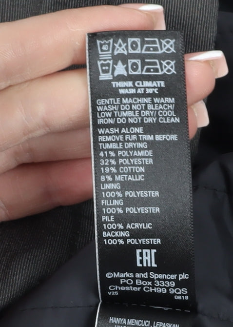 Marks and Spencer Women's Grey Parka Coat Size 24