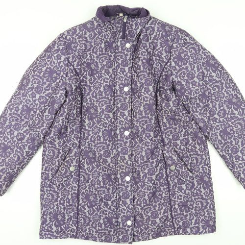 Anna Rose Women's Purple Floral Puffer Coat L
