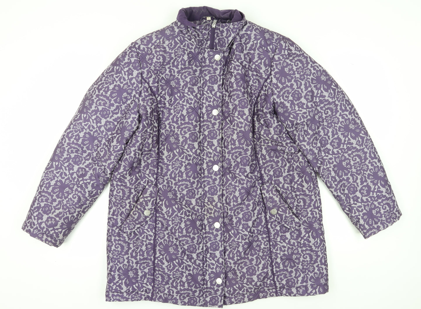 Anna Rose Women's Purple Floral Puffer Coat L