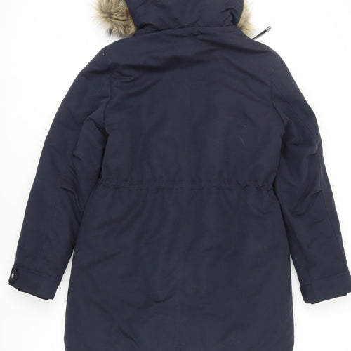 Marks and Spencer Women's Blue Fur Trim Parka, Size 12