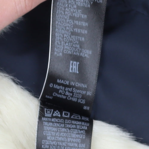 Marks and Spencer Women's Blue Fur Trim Parka, Size 12