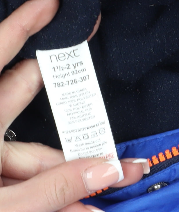 Next Unisex Blue Snowsuit 18-24 Months with Hooded Puffer Style