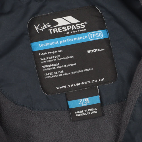 Trespass Boys Black Parka Jacket 7-8 Years, Waterproof Winter Coat