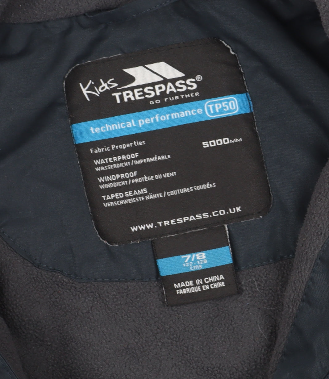 Trespass Boys Black Parka Jacket 7-8 Years, Waterproof Winter Coat