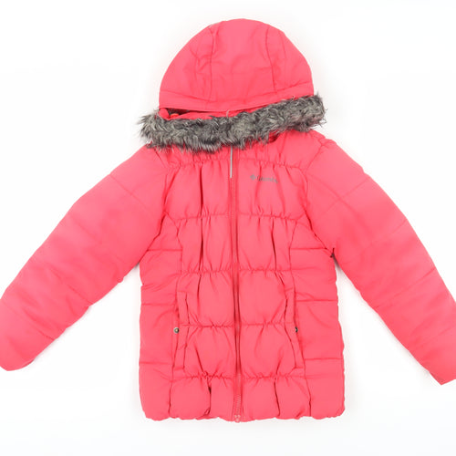 Columbia Girls Pink Puffer Jacket S Winter Hooded