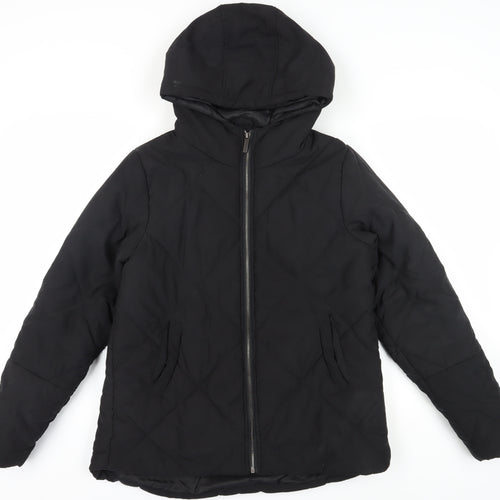 PrettyLittleThing Women's Black Puffer Jacket Size 8