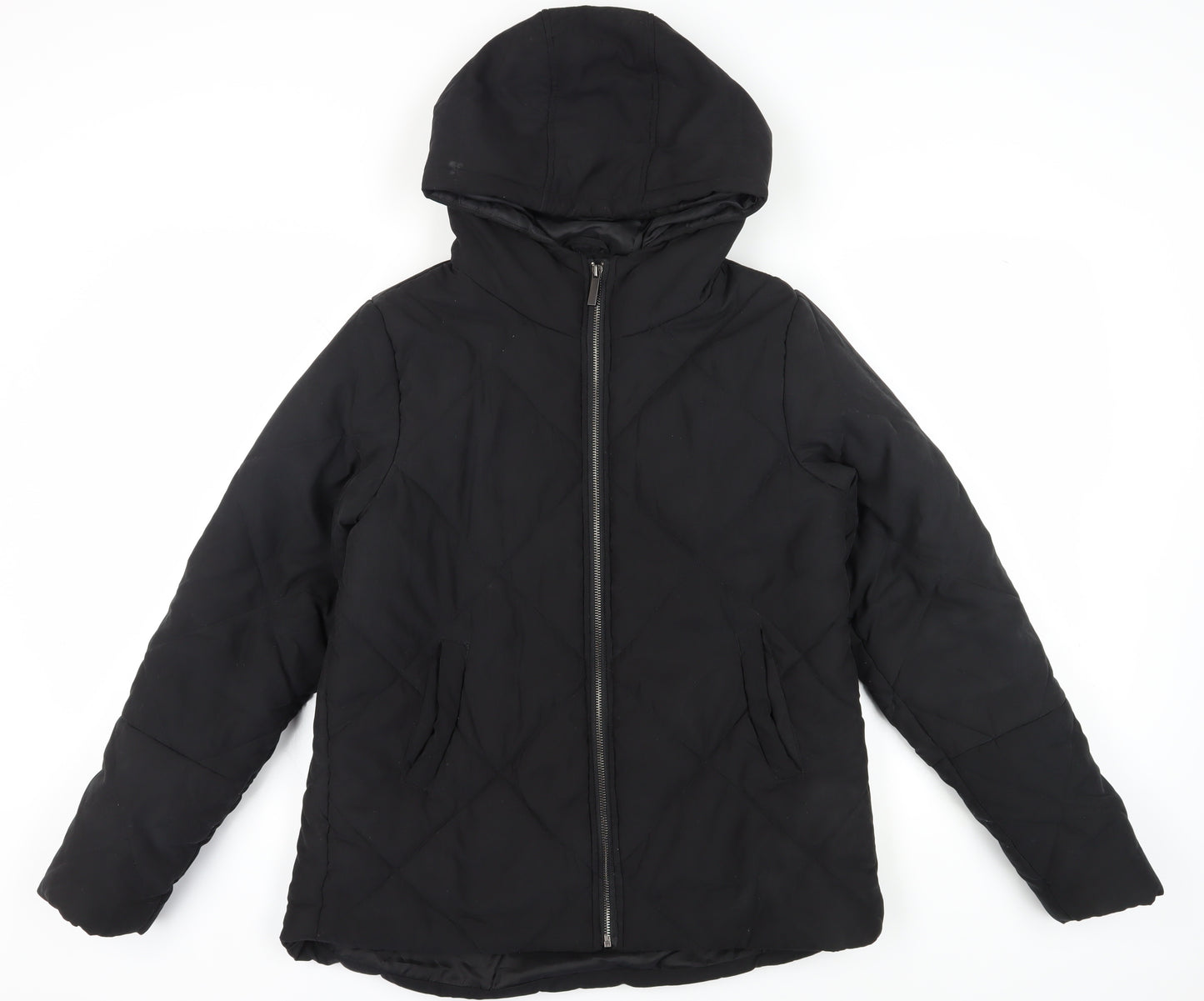 PrettyLittleThing Women's Black Puffer Jacket Size 8