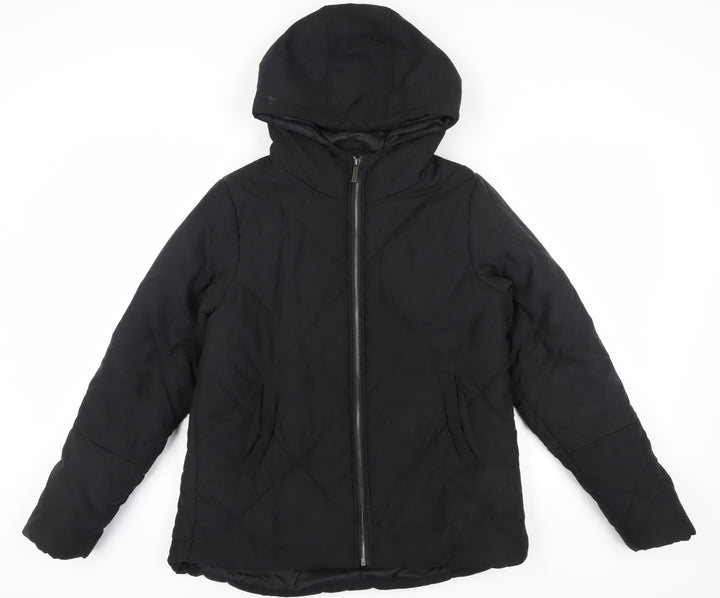 PrettyLittleThing Women's Black Puffer Jacket Size 8