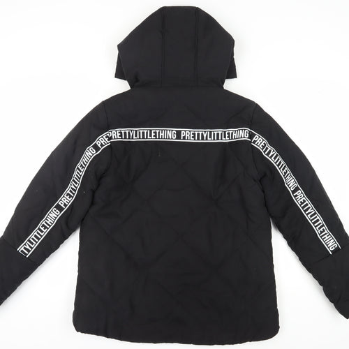 PrettyLittleThing Women's Black Puffer Jacket Size 8