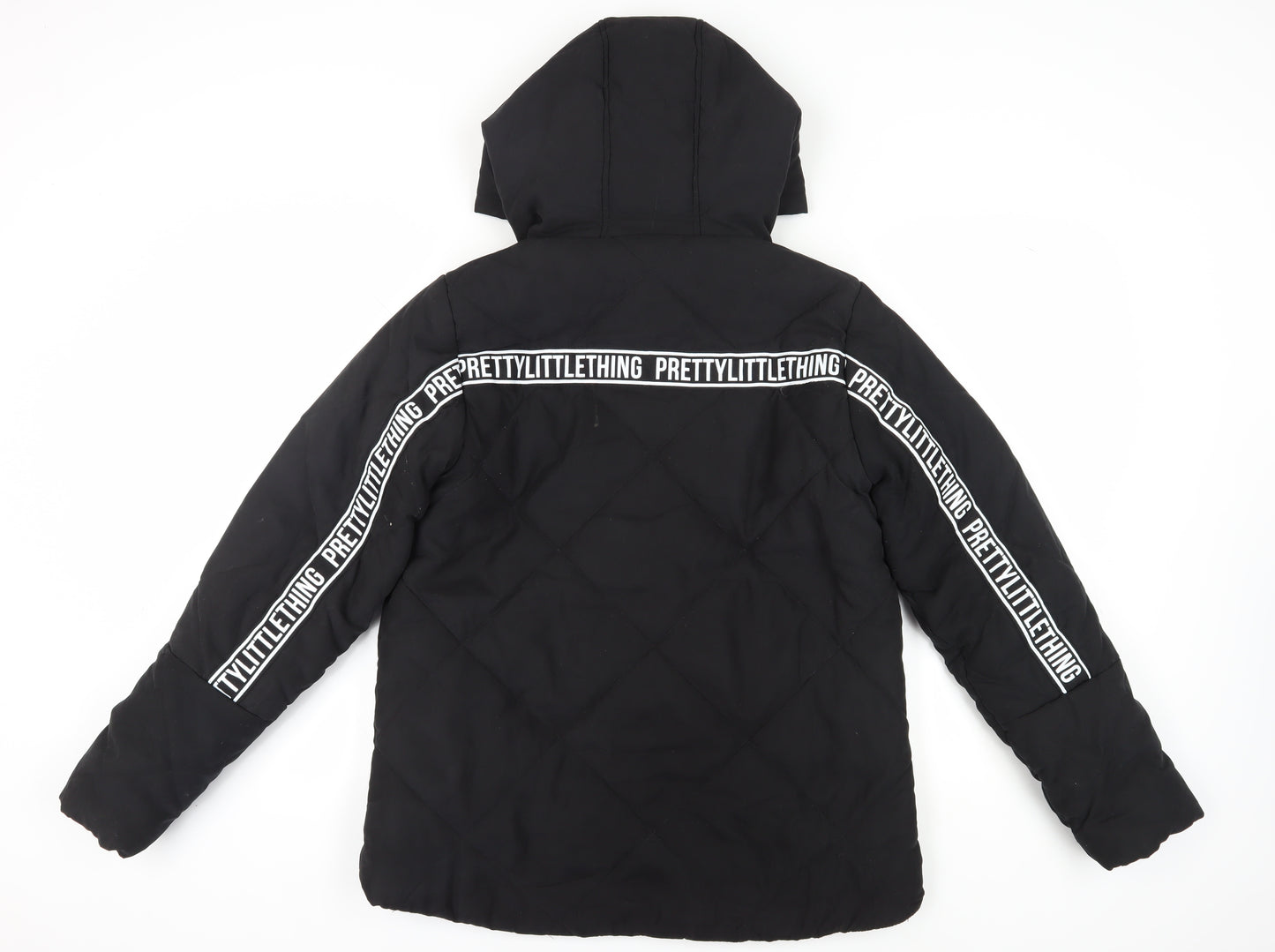 PrettyLittleThing Women's Black Puffer Jacket Size 8