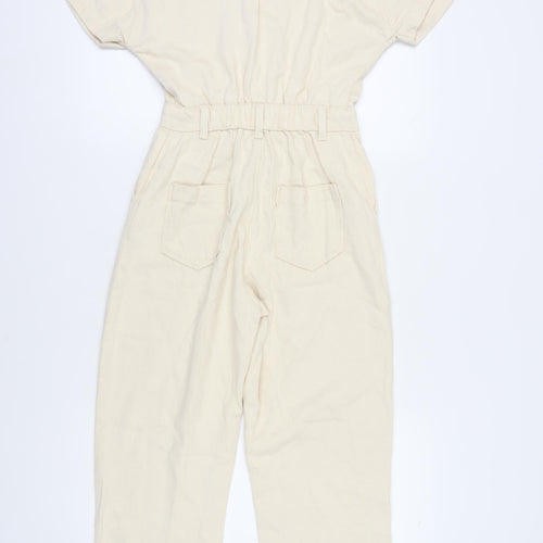 Zara Women's Ivory XS Canvas Jumpsuit with Buttons