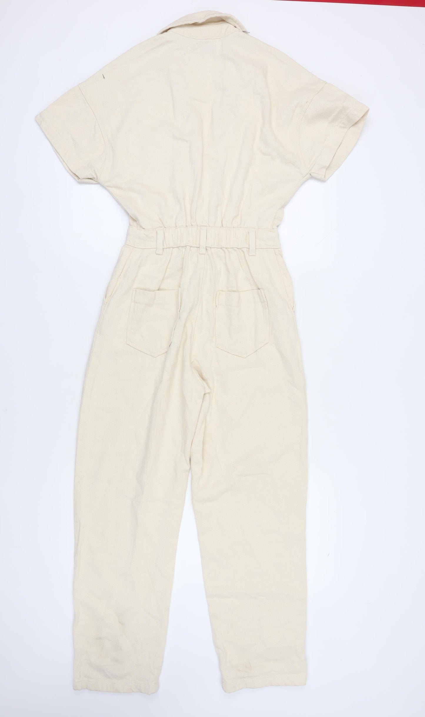 Zara Women's Ivory XS Canvas Jumpsuit with Buttons