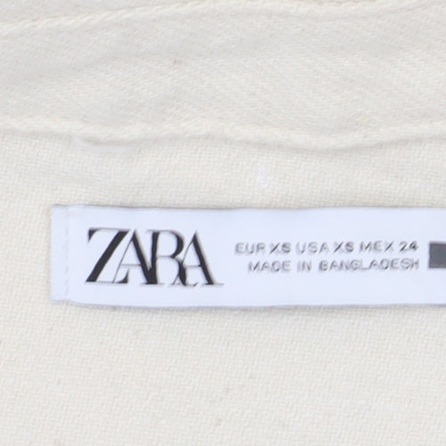 Zara Women's Ivory XS Canvas Jumpsuit with Buttons