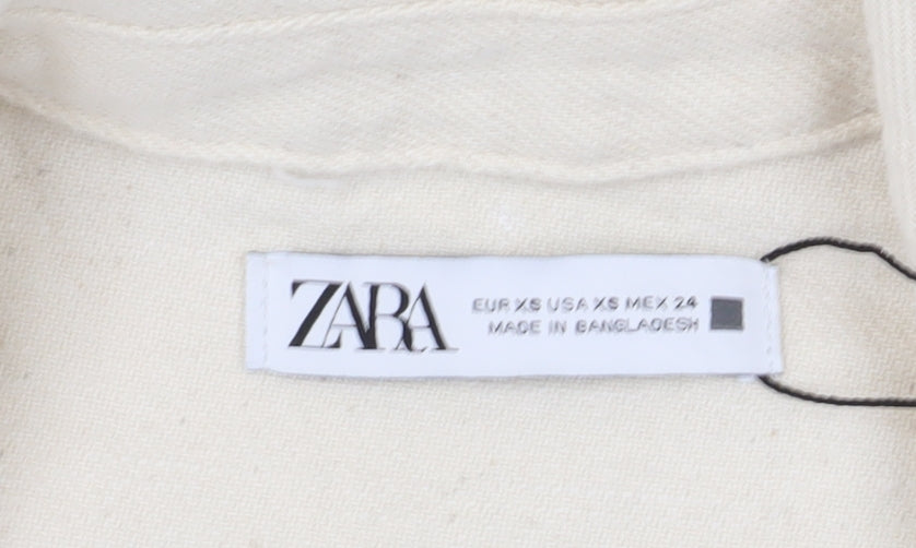 Zara Women's Ivory XS Canvas Jumpsuit with Buttons