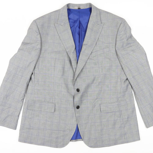 Marks and Spencer Grey Check Men's 48 Regular Fit Blazer