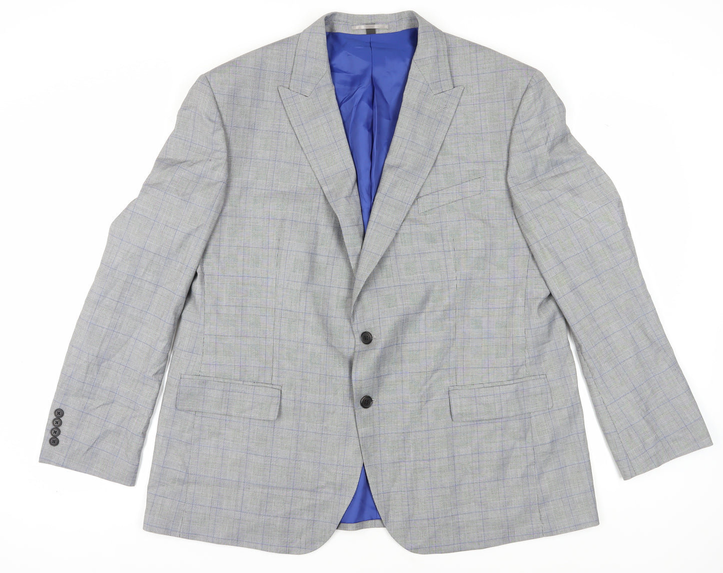 Marks and Spencer Grey Check Men's 48 Regular Fit Blazer