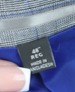 Marks and Spencer Grey Check Men's 48 Regular Fit Blazer