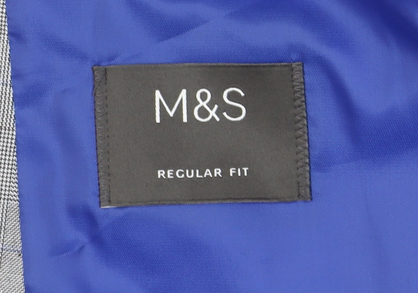 Marks and Spencer Grey Check Men's 48 Regular Fit Blazer