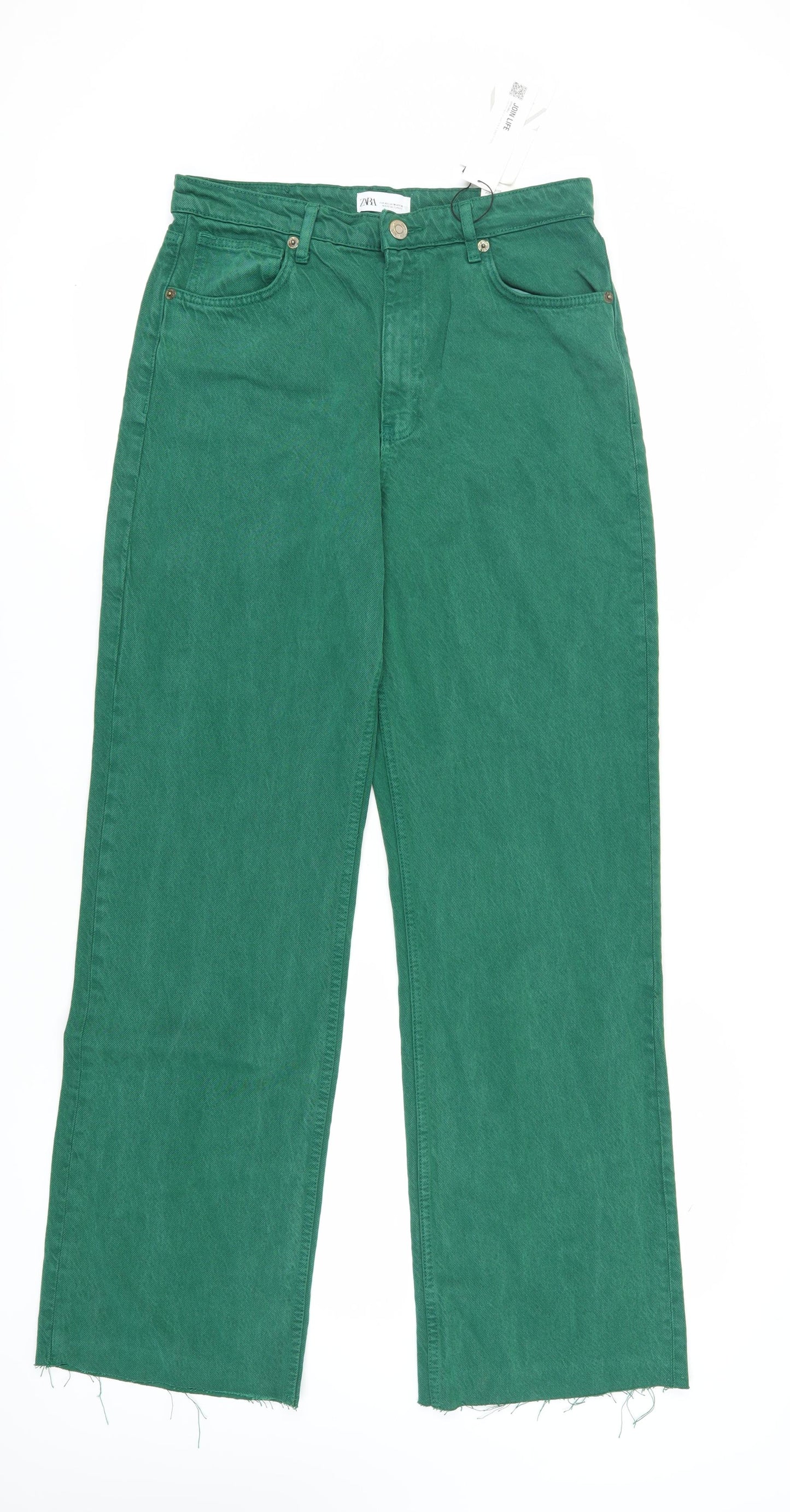 Zara Women’s Green Wide-Leg Jeans Size 14