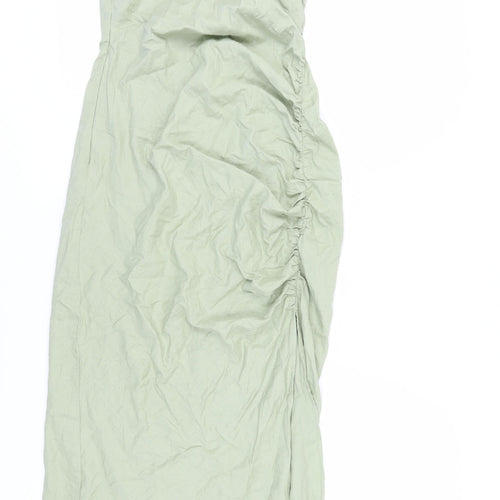 Zara Womens Green Slip Dress Midi M Casual Spring Summer