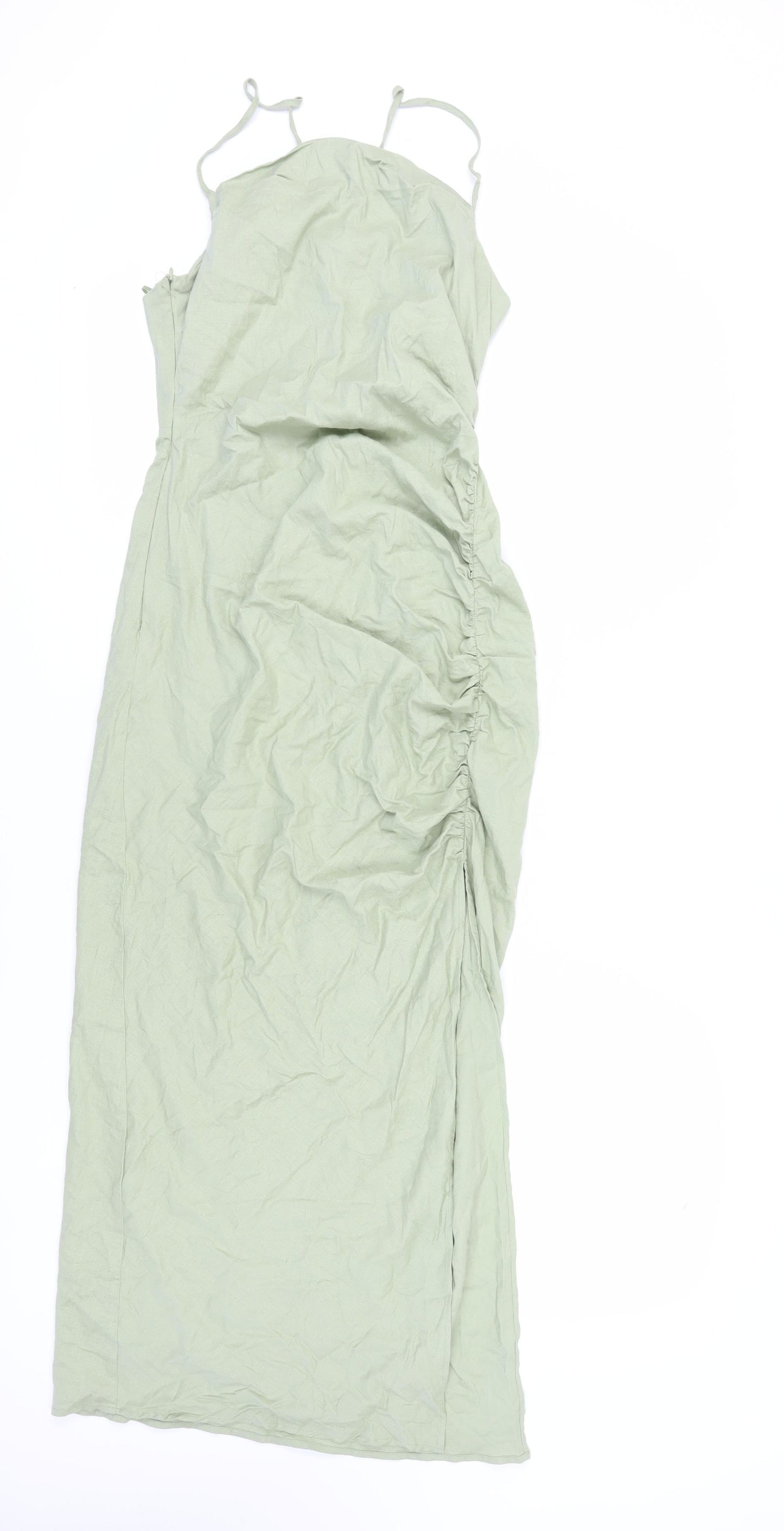 Zara Womens Green Slip Dress Midi M Casual Spring Summer