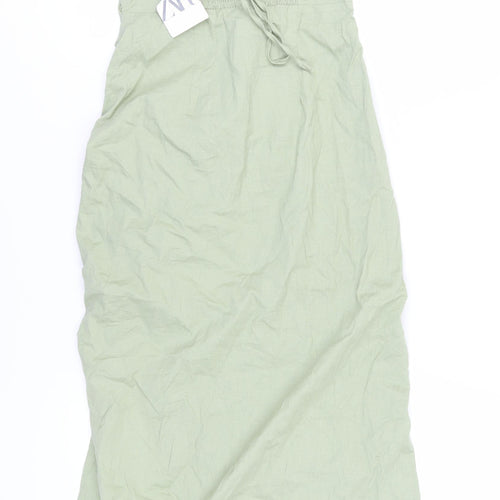 Zara Womens Green Slip Dress Midi M Casual Spring Summer