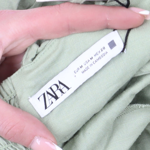 Zara Womens Green Slip Dress Midi M Casual Spring Summer