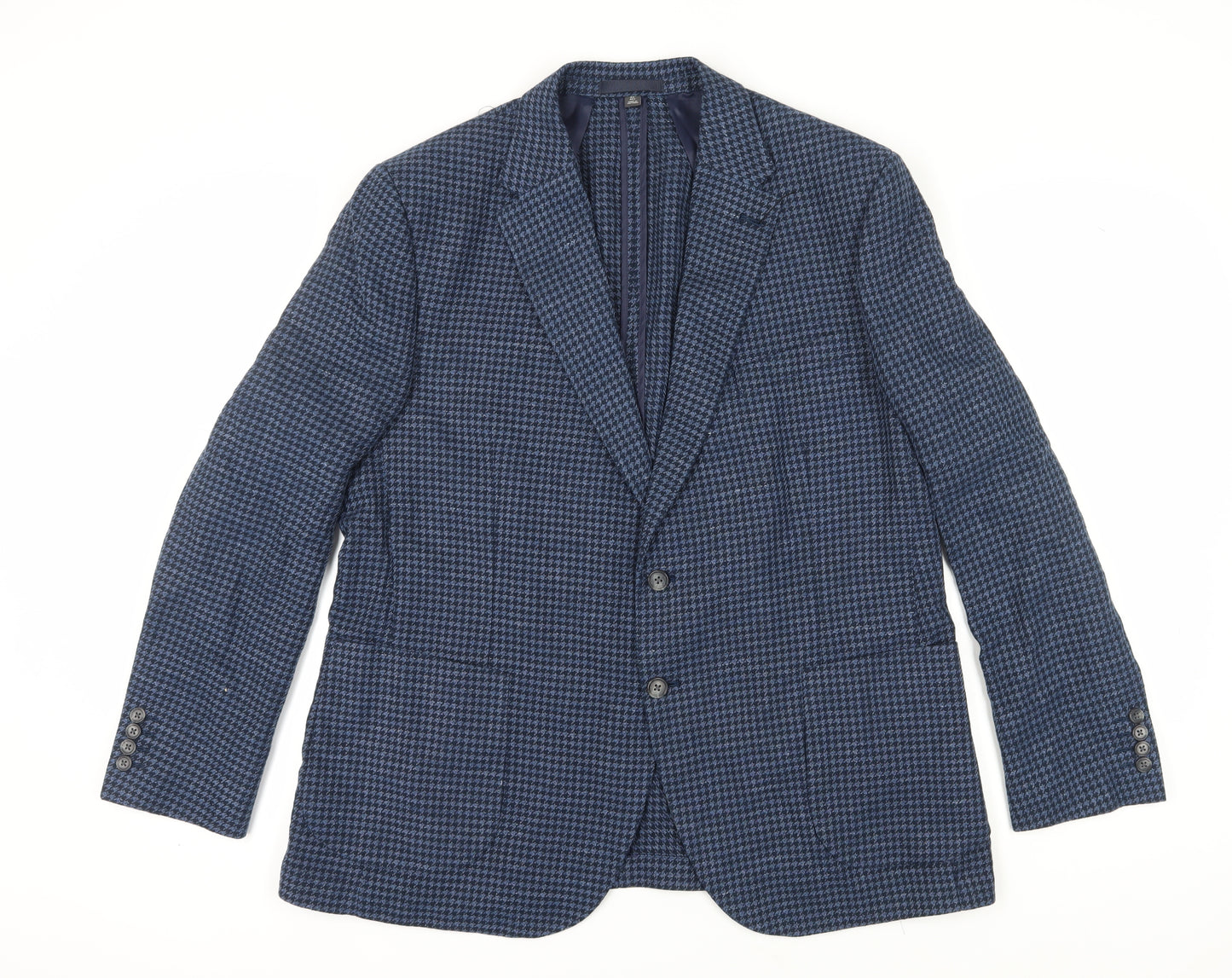 Marks and Spencer Men's Blue Wool Tweed Blazer, 46 Regular