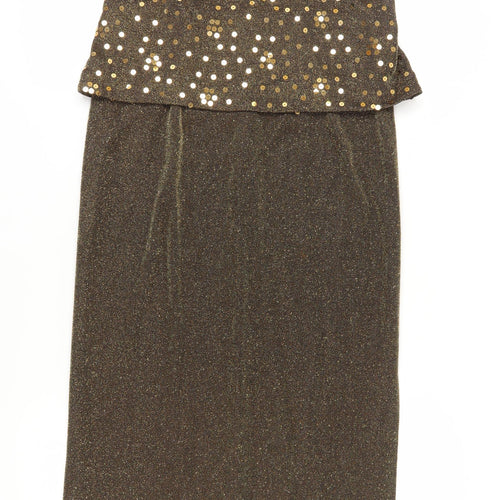 Alex Evenings Women's Gold Sequin Long Slip Dress Size 10