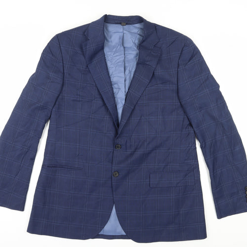 Marks and Spencer Men's Blue Check Slim Fit Blazer 44R