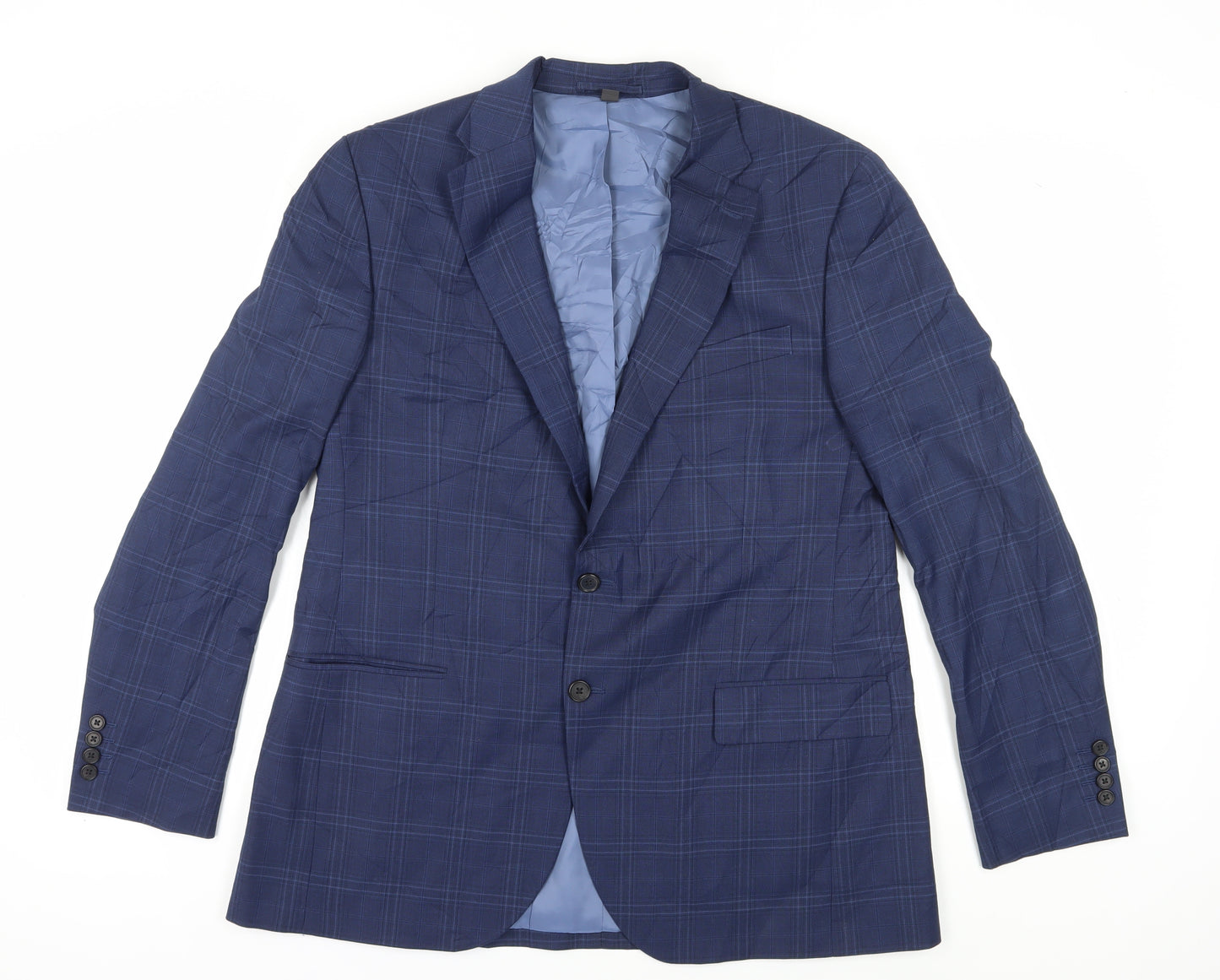 Marks and Spencer Men's Blue Check Slim Fit Blazer 44R