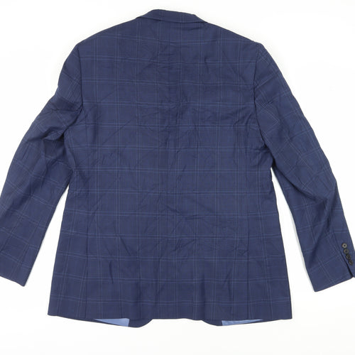 Marks and Spencer Men's Blue Check Slim Fit Blazer 44R