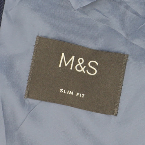 Marks and Spencer Men's Blue Check Slim Fit Blazer 44R