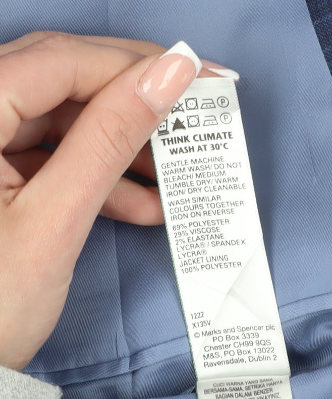 Marks and Spencer Men's Blue Check Slim Fit Blazer 44R