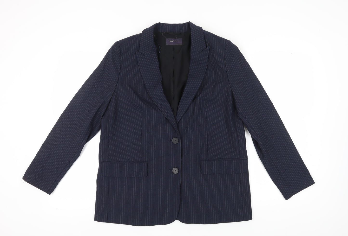 Marks & Spencer Women's Black Pinstripe Blazer Size 14