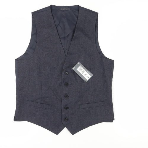 Marks and Spencer Men's Blue Waistcoat 40 Regular Fit