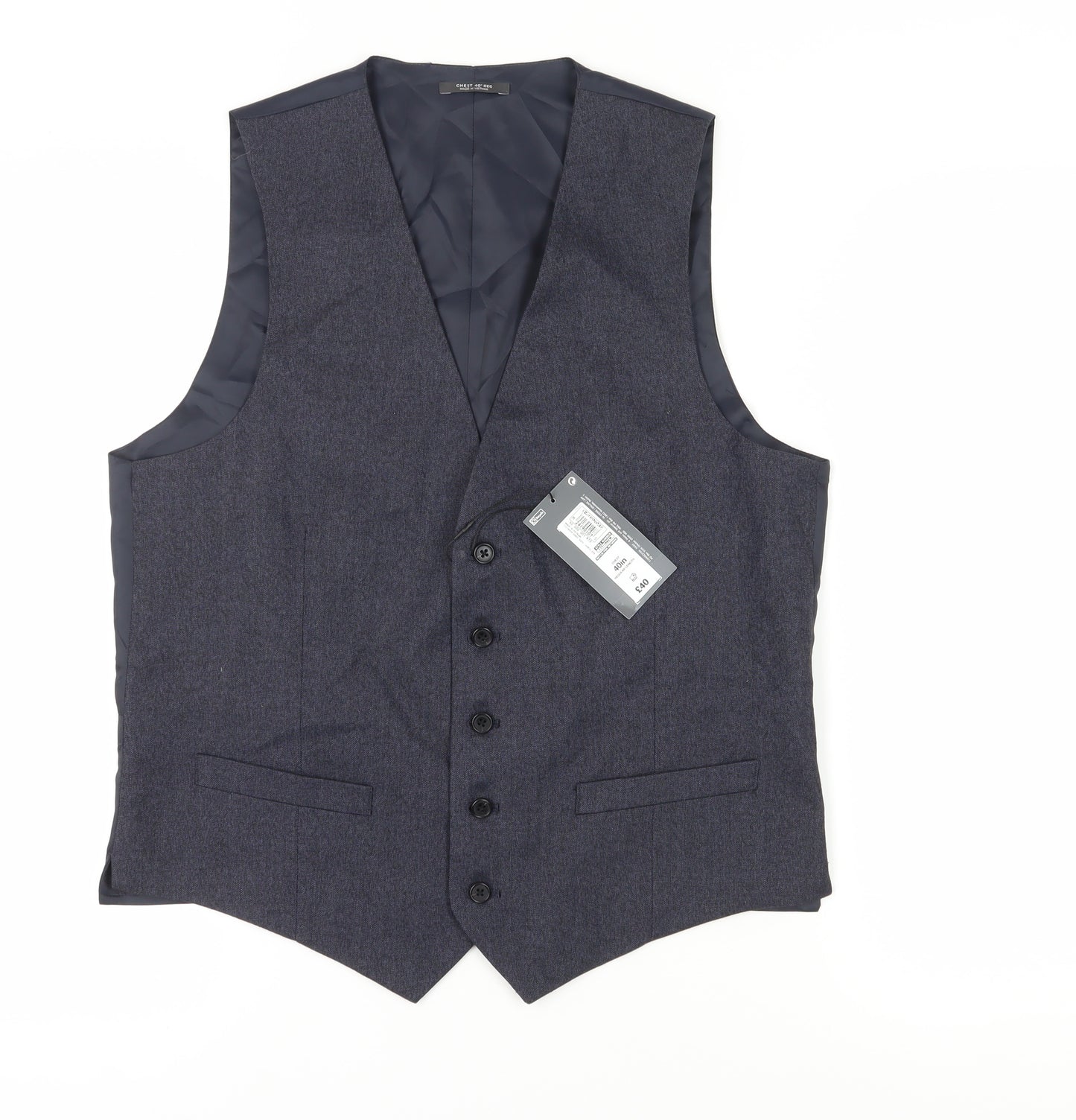 Marks and Spencer Men's Blue Waistcoat 40 Regular Fit